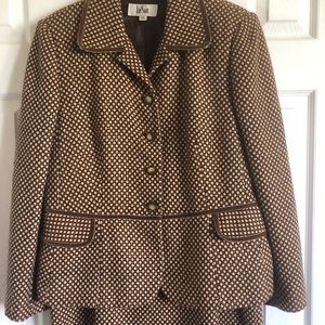 Kasper Le Suit brown tan velvet trim 12 blazer vintage